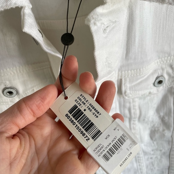 AG Adriano Goldschmied Robyn Jacket - Distressed White Denim - Size Medium - NWT - Picture 6 of 16
